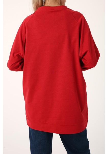 Kırmızı-Reglan Kol Sweat