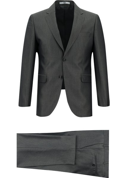Slim Fit Dar Kesim Klasik Desenli Takım Elbise