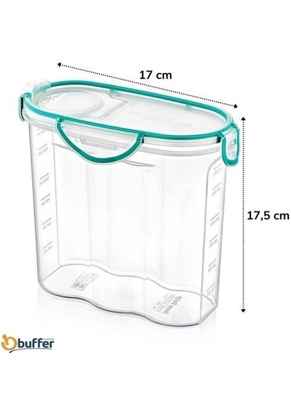 Kilitli Kapaklı Contalı Hava,Su Sıvı Geçirmez 1,7 Litre Erzak Saklama Kabı