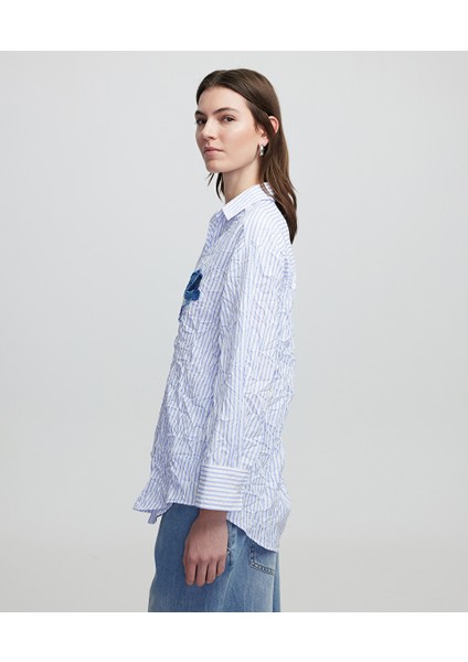 Denim Aplikeli Çizgili Bluz IS1250006064002 modelleri