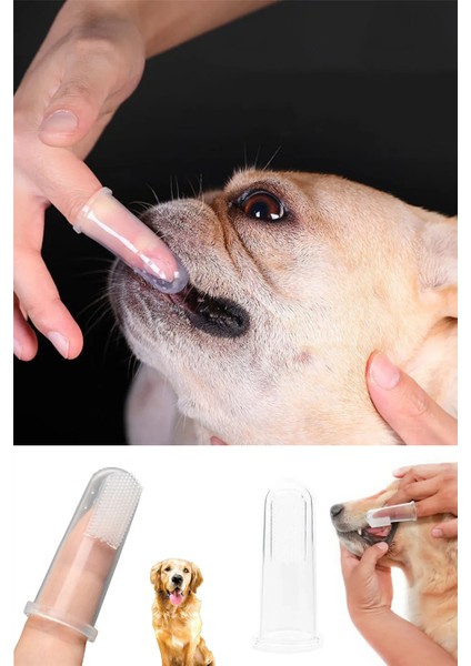 2 Adet Kediler ve Köpekler Için 2'li Parmak Diş Fırçası