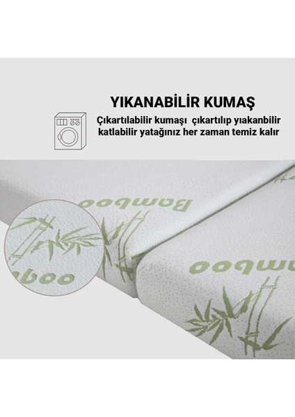 Bambu Katlanır Yatak, Yer Yatağı, Misafir Yatağı, Kamp Yatağı Sünger Katlanan Yatak 10CM Kalınlık