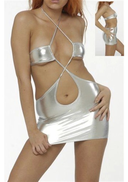 B060948 Lame Mini Elbise