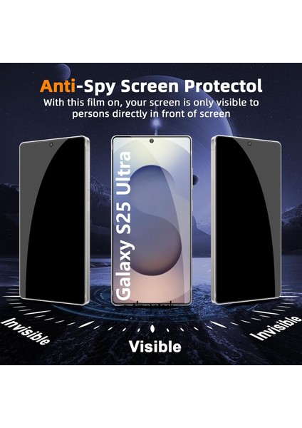 Samsung Galaxy S25 Ultra Hayalet Ekran Koruyucu Cam Tam Kapatan Gizli Tamperli Cam 5d Parlak Privacy Glass / Rika Priemium Cam