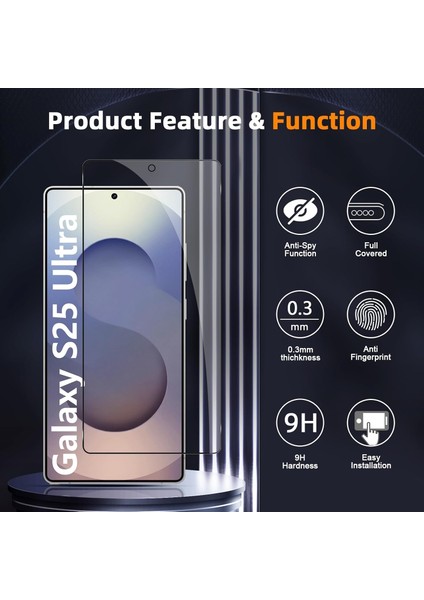 Samsung Galaxy S25 Ultra Hayalet Ekran Koruyucu Cam Tam Kapatan Gizli Tamperli Cam 5d Parlak Privacy Glass / Rika Priemium Cam