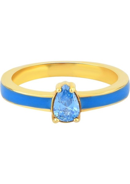 Aquamarine Zirconia Taşlı Damla Kesim Mavi Mineli Yüzük fiyatları