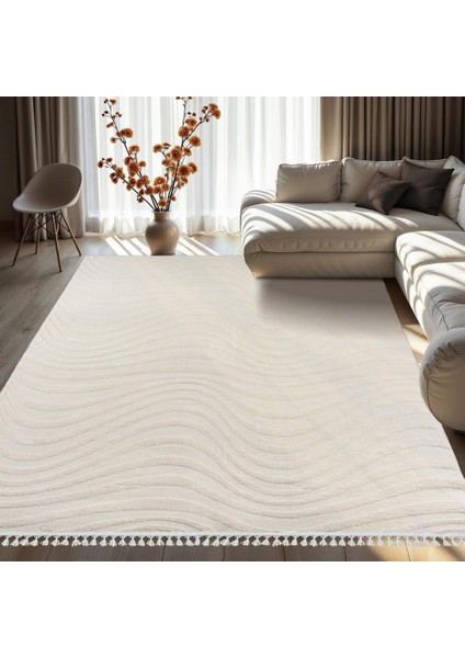Alaçatı Püsküllü Halı 150X230 Ariso Açık Bej