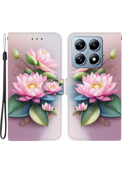 Xiaomi 14T Pro Anti-Drop Deri Cüzdan Telefon Kılıfı Kordonlu (Yurt Dışından)