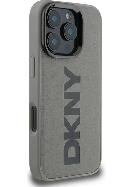iPhone 16 Pro Max Kılıf Dkny Orjinal Lisanslı Magsafe Şarj Özellikli Pu Deri Plain Kapak Gri modelleri