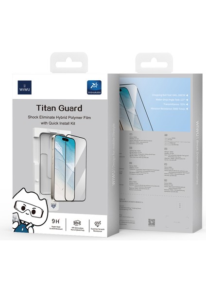 Apple iPhone 16 Wiwu GT-020 Titan Ekran Koruyucu Şok Emici Hibrit Polimer Hd Şeffaf Uygulama Aparatlı
