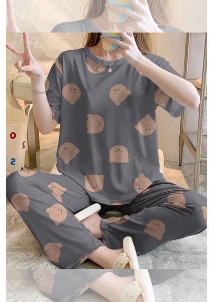 Kısa Kollu Pijama Takımı Beargri Supersoft Basic Süprem