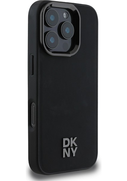 iPhone 16 Pro Max Kılıf Dkny Orjinal Lisanslı Magsafe Özellikli Metal Logolu Pu Deri Plain Siyah modelleri