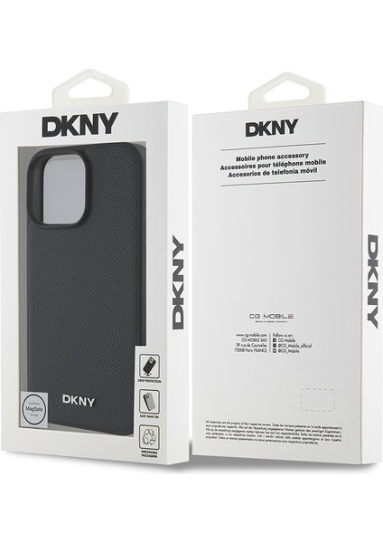 iPhone 16 Pro Max Kılıf Dkny Orjinal Lisanslı Magsafe Özellikli Metal Logolu Pu Deri Grained Siyah indirimleri