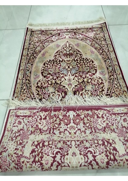 Bambu Halı Seccade Yumuşak Yüzey Sık Dokuma 10416A Saçaklı Kırmızı 60 x 120 cm