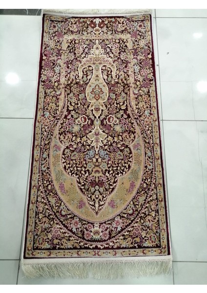 Bambu Halı Seccade Yumuşak Yüzey Sık Dokuma 10416A Saçaklı Kırmızı 60 x 120 cm
