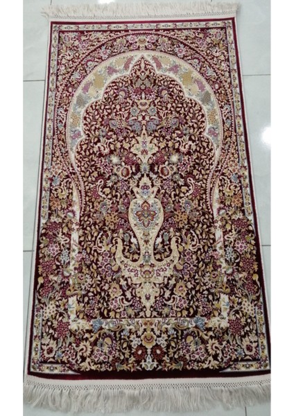 Bambu Halı Seccade Yumuşak Yüzey Sık Dokuma 10416 Saçaklı Kırmızı