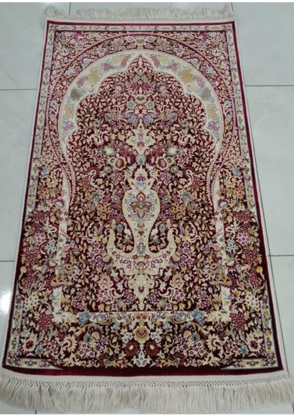 Bambu Halı Seccade Yumuşak Yüzey Sık Dokuma 10416 Saçaklı Kırmızı
