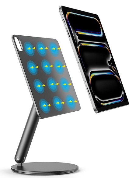 iPad Pro 11 2024 Tablet Standı ZM-310 360 Derece Dönebilen Magnetik Başlıklı Gri