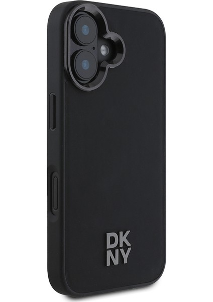 iPhone 16 Kılıf Dkny Orjinal Lisanslı Magsafe Şarj Özellikli Metal Logolu Pu Deri Plain Kapak Siyah modelleri