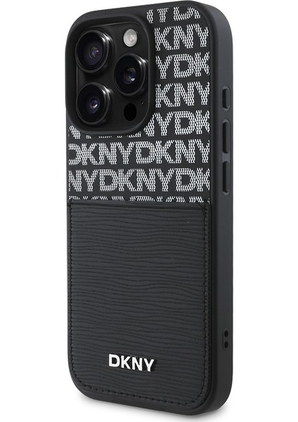 iPhone 16 Pro Kılıf Dkny Orjinal Lisanslı Kartlıklı 3D Yazılı Repeat Texture Pattern Kapak Siyah fiyatları