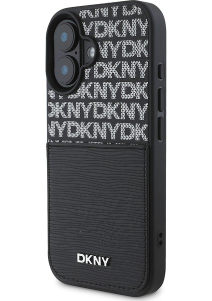 iPhone 16 Kılıf Dkny Orjinal Lisanslı Kartlıklı 3D Yazılı Repeat Texture Pattern Kapak Siyah fiyatları