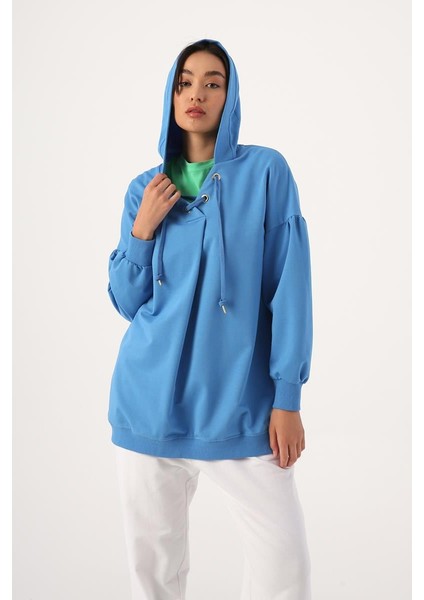 Saks-Oversize Kapüşonlu Yaka Detaylı Sweatshirt
