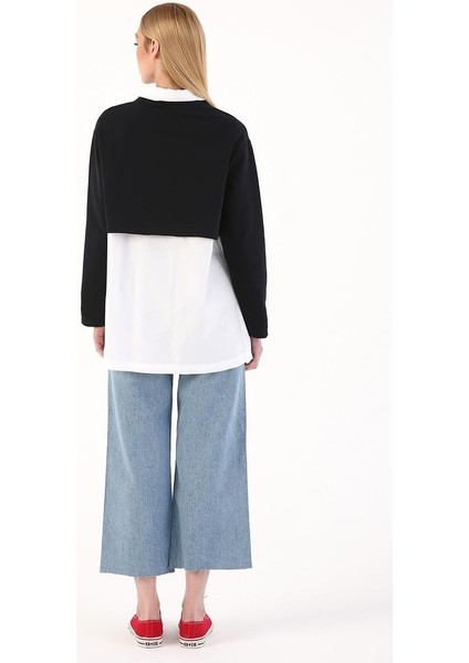 LACIVERT01-BISIKLET Yaka Uzun Kollu Crop