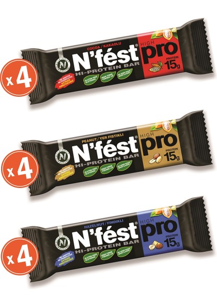 Yüksek Protein Bar Deneme Paketi 50g X 12 Adet