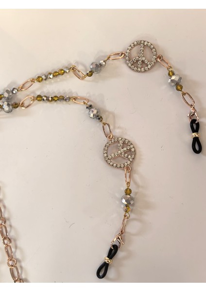 Bayangözlük Zinciri Zirkontaşlı Barış Sembollü Gözlükzinciri indirimleri