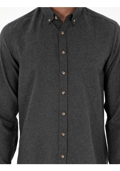 Erkek Antrasit Slim Fit Uzun Kollu Gömlek 50298570-VR006