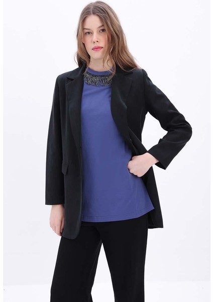 Indigo-Pamuklu Püskül Detaylı Kısa Kollu T-Shirt fırsatları