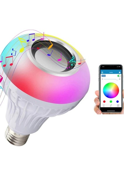 Bluetoothlu LED Ampül Hoparlör Mp3 Çalar Renkli LED Disko Ampül