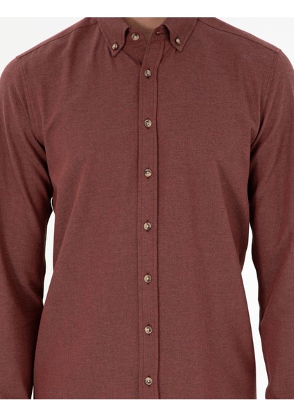 Erkek Kiremit Slim Fit Uzun Kollu Gömlek 50298570-VR031