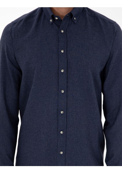 Erkek Lacivert Slim Fit Uzun Kollu Gömlek 50298570-VR033