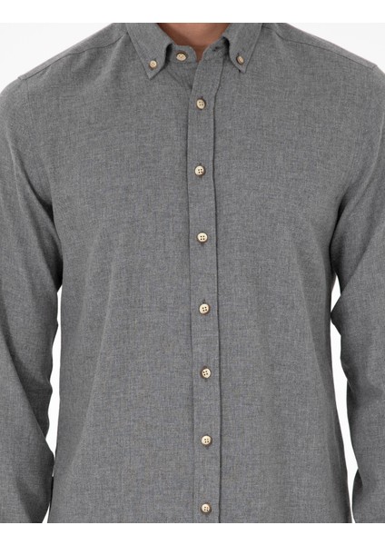 Erkek Gri Slim Fit Uzun Kollu Gömlek 50298570-VR024