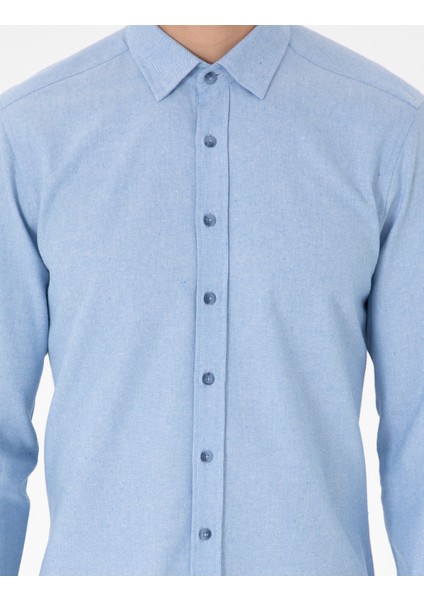 Erkek Açık Mavi Slim Fit Uzun Kollu Gömlek 50298878-VR003