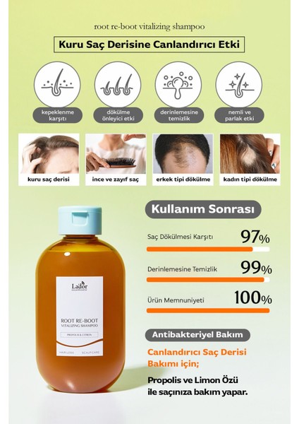Canlandırıcı Yoğun Nemlendirici Saç Bakım Şampuan Root Re-Boot Propolis Citron indirimleri