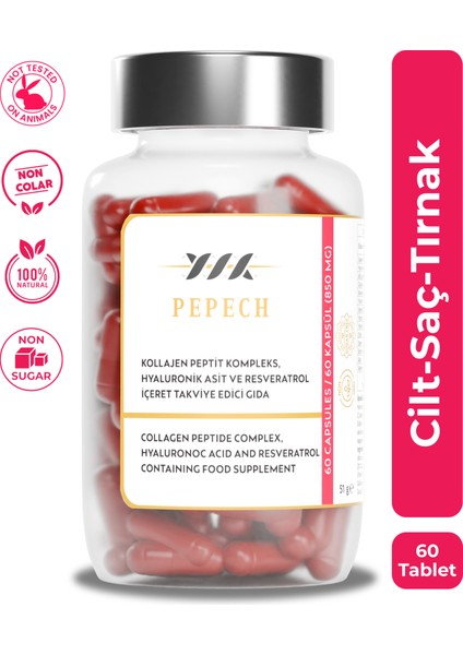 Kolajen Peptit Kompleks, Hyaluronik Asit ve Resveratrol Içeren Kapsül Takviye Edici Gıda