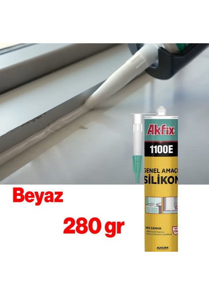Beyaz Genel Amaçlı Silikon Yapıştırma Sızıntı Önleyici Dolgu Silikonu 1100E 280 gr 1 Adet fırsatları