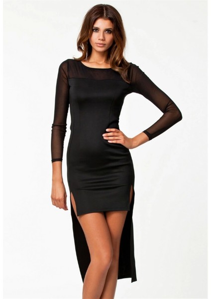 B100775 Uzun Kısa Moda Elbise