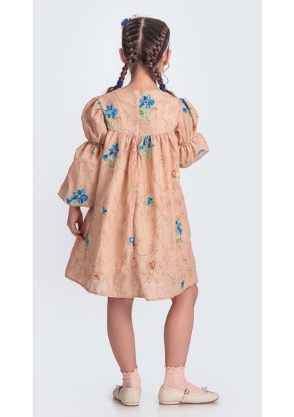 Otantik Akdeniz Çiçek Nakışkız Çocuk Müslin Elbise M00706 fiyatları