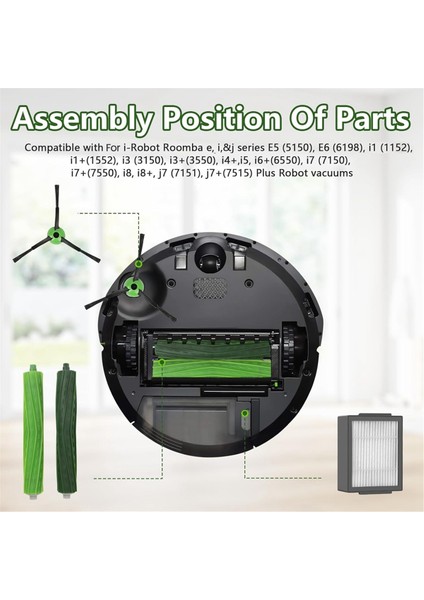 Irobot Roomba J Serisi J5 J5+ J6 J6+ J7 J7+ J8 J8+ J9 J9+ Elektrikli Süpürge Fırça Filtreleri Için Yedek Aksesuarlar (Yurt Dışından)