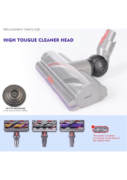 Dyson V10 V11 V15 100W Yüksek Torklu Temizleme Başlığı Aksesuarları Için V-Ball Tekerlek + Vakum Başlığı Bağlantı Parçası Değişimi (Yurt Dışından)