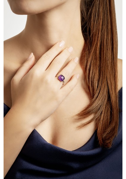 Lavender 18 Ayar Beyaz Altın Kaplama Gümüş Yüzük fiyatları