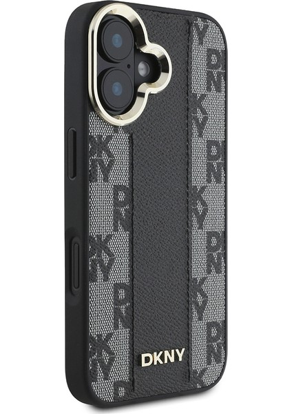 iPhone 16 Kılıf Dkny Orjinal Lisanslı Magsafe Şarj Özellikli 3D Yazılı Checkered Pattern Kapak Siyah modelleri