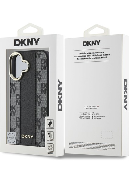 iPhone 16 Kılıf Dkny Orjinal Lisanslı Magsafe Şarj Özellikli 3D Yazılı Checkered Pattern Kapak Siyah indirimleri