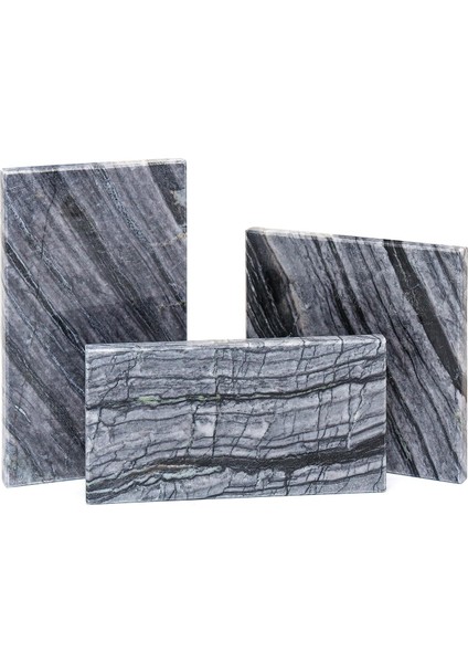 Dekoratif Sunumluk Antrasit Doğal Mermer Taş - 27 x 16 cm fırsatları