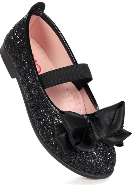 Panı Fiyonk Lastikli Kız Çocuk Babet Ayakkabı