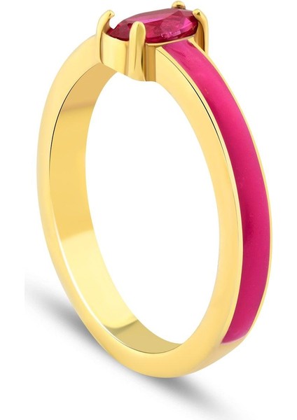 Pink Zirconia Taşlı Damla Kesim Mineli Yüzük fiyatları