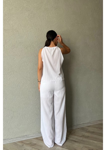 Beyaz Ip Askılı Bluz Pantolon Takım fırsatları